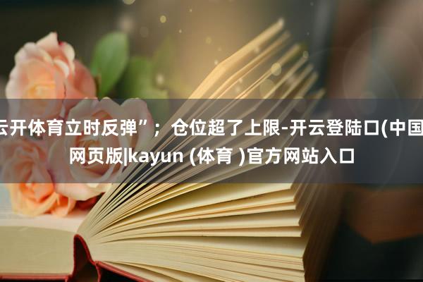 云开体育立时反弹”；仓位超了上限-开云登陆口(中国)网页版|kayun (体育 )官方网站入口